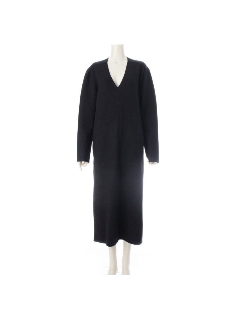 Loewe Wool Vintage V-neck Long Dress Black